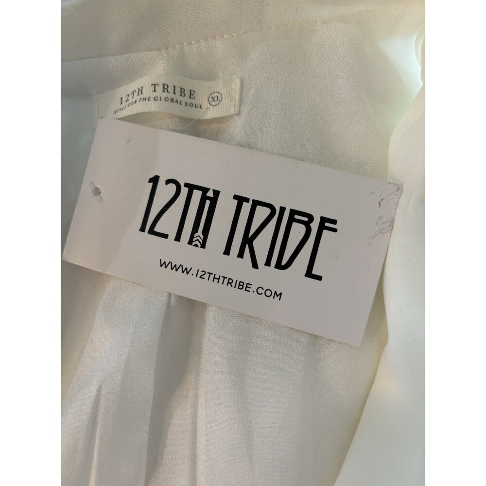 12th Tribe Off White Melania Cropped Long Sleeve Rhinestone Crystal Blazer XL - Picture 4 of 7
